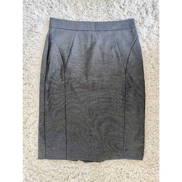 Ann Taylor Charcoal Gray Pencil Skirt Size 4 With Pleated Vent - Picture 1 of 3